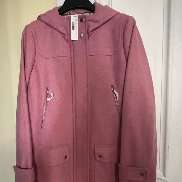 NWT-12-J.Crew Wool melton duffle coat - HTHR PETUNIA